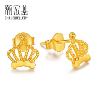 潮宏基 CHJ JEWELLERY 惹火金金冠 5G工艺耳钉黄金耳钉女款定价足金 EEG30002414 耳钉（含黄金耳堵）1.7g