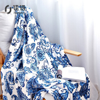 佳佰 毛毯 印花法兰绒毯子 珊瑚绒毛毯 夏季毛巾被子 办公室盖毯 午休毯 保暖床单  魅力蓝160*230cm 2.7斤