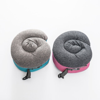 京东京造 可折叠记忆绵u型枕 颈枕慢回弹透气人体工学红点奖 蓝灰双色