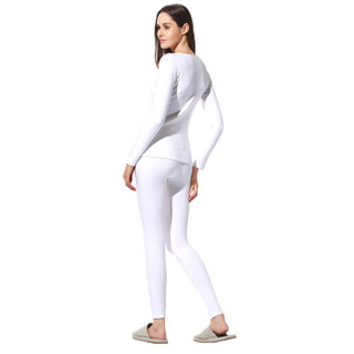 韩彩（HACAI）保暖内衣女士加厚莫代尔拉绒保暖套装 白色 170/95(XL)