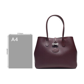 LONGCHAMP 珑骧 2019新品 女士ROSEAU系列酒红色牛皮手提单肩包 2686 871 E78