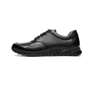 莱尔斯丹 时尚休闲运动圆头系带平底男款板鞋LS AMM88202 黑色 40