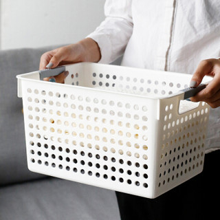 溢彩年华 桌面收纳篮 环保塑料收纳筐 杂物零食收纳盒 正方形大号收纳框 YCG6049-WH