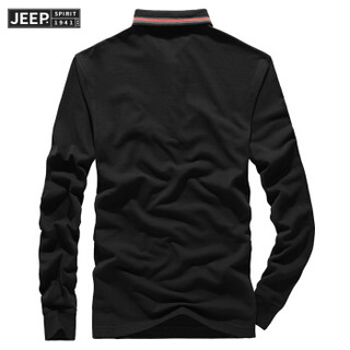 吉普JEEP 长袖T恤男POLO衫2019秋季新品翻领棉质男士潮休闲男装上衣 RSC96037 深蓝色 4XL