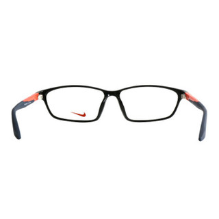 NIKE 耐克 中性款黑色镜框橘蓝拼色镜腿全框光学眼镜架眼镜框 7130AF 007 57MM