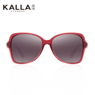 KALLA凯岚偏光太阳镜女款墨镜时尚街拍大框防晒遮阳眼镜KL6041 C3红色