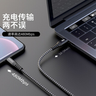 HyperDrive苹果PD快充MFI认证USB-C数据线18W iPhone11Pro/iPad通用手机Type-c to Lightning充电编织线