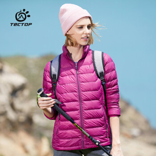 探拓 (TECTOP )轻薄羽绒服 男女防风保暖防泼水外套80254 女款紫红 XL