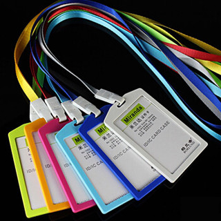 柏兰帝（BORLUND） 9276-2塑料胸卡挂绳 证件胸卡套 工作证公交卡门禁卡套 (蓝色竖款+绳）