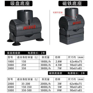德国原装进口伊罕鱼缸造浪泵冲浪打浪器水族箱劲浪静音型造流泵 4000(磁吸底座)5W