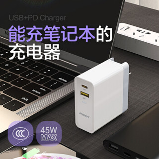 品胜 45W双口充电器PD快充USB-C/Type-C充电头 苹果iphoneXS MAX/8P华为P30Pro小米9平板笔记本插头