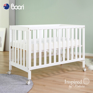 BOORI 哈伦婴儿床 实木宝宝床澳洲进口拼接床多功能儿童床 薏米白色+原装床垫