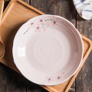 IJARL亿嘉 陶瓷日式餐具散件套装手绘盘子碗具釉下彩家用  8英寸盘*2 樱花雪(粉)