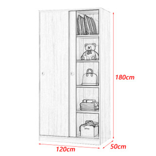 佐盛木质更衣柜员工宿舍衣柜推拉门储物柜收纳柜暖白色 1.2米宽