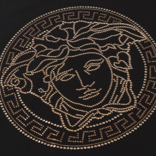 versace 范思哲 奢侈品 19秋冬新款 男士黑色棉质铆钉美杜莎头像短袖