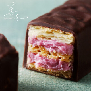 日本进口 美冬(MIFUYU) 三种口味(焦糖、蓝莓、栗子) 巧克力威化饼干6枚装 白色恋人礼盒 144g