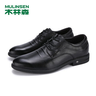 木林森（MULINSEN）男士商务正装鞋经典简约皮鞋男百搭潮牌休闲鞋子 黑色 42码 SL97135