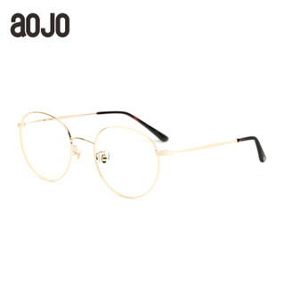aojo 近视眼镜框女 金属圆框大框气质眼镜架 显脸小眼镜  JACLS0032 C02金色 51mm