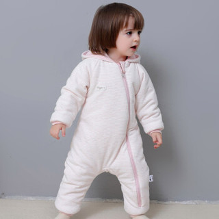 贝吻 婴儿连体衣爬服冬双面可穿棉服加厚款宝宝外出服B5012 粉色80/48码