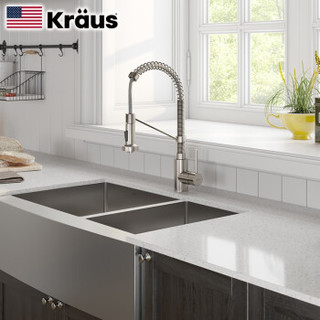美国克劳思（KRAUS）厨房水槽冷热水龙头 全铜主体可抽拉式可旋转 两档出水KPF-1610 KPF-1610SS 拉丝