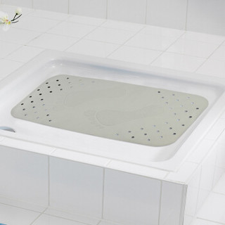 德国瑞德 RIDDER浴室防滑垫子地垫 洗澡淋浴脚垫 长方形镂空脚丫 TPE环保材质 38×72cm 灰色 67087