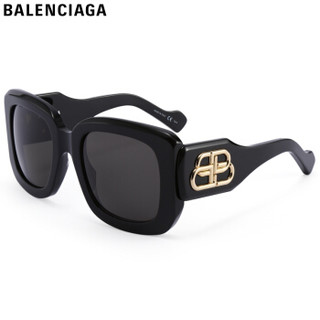 巴黎世家(BALENCIAGA)太阳镜女 墨镜 灰色镜片黑色镜框BB0069S 001 53mm