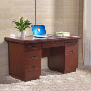 四方达班台油漆电脑桌油漆办公桌写字桌办公桌红胡桃色