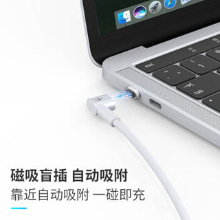 蓝盛 Type-C磁吸弯头充电线 苹果MacBook笔记本新ipad pro双USB-C电源线 华为小米三星PD手机快充线 2米