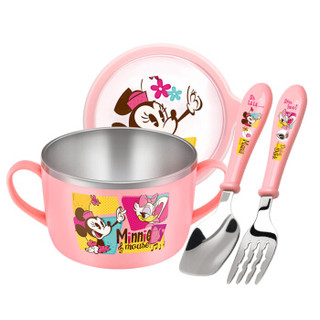 迪士尼（Disney）妙趣米妮儿童餐具套装 碗勺叉三件套（650ml碗+勺子+叉）不锈钢碗 婴儿碗 宝宝碗 饭碗