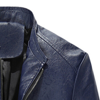 金盾（KIN DON）皮衣 新款男士皮夹克薄款外套商务休闲上衣青年外套QT5006-GF8640深蓝色M