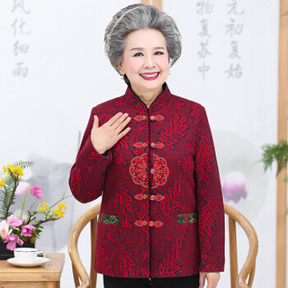 俞兆林 2019秋季新款奶奶装外套中老年女装唐装气质妈妈上衣老人衣太太衣服YTWT197429红色XL