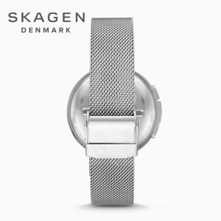 诗格恩（skagen）手表女士 欧美时尚智能女表 简约女士商务石英腕表 涟漪银色编织金属表带 潮流百搭SKT1400