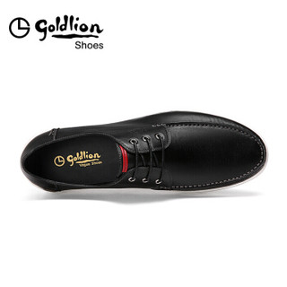 金利来（goldlion）男鞋轻便简约休闲鞋系带板鞋567820085AQB 黑色 40码