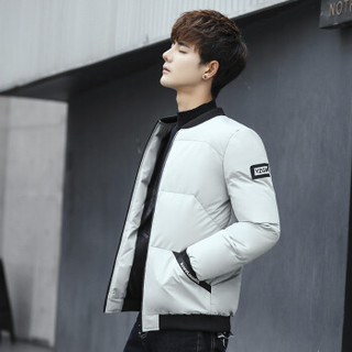 北极绒（Bejirong）棉衣 男士韩版修身休闲加厚棉袄时尚纯色保暖外套YYK-2088短款灰色 3XL