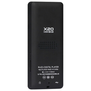 锐族（RUIZU）X20 8G 黑色 外放线控运动MP3/MP4音乐播放器迷你学生随身听便携式电子书英语听力插卡