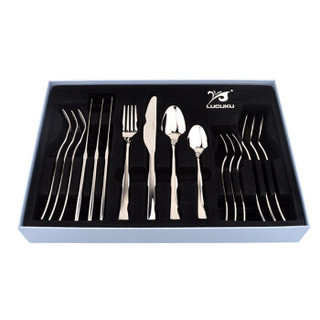 路卡酷（LUCUKU）304不锈钢牛排刀叉勺十六件套 美斯系列西餐餐具全套家庭礼盒装