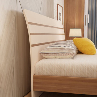A家家具 床 现代简约板式框架双人床 卧室家具架子床 1.8米架子床+床垫+床头柜*2 A008-180
