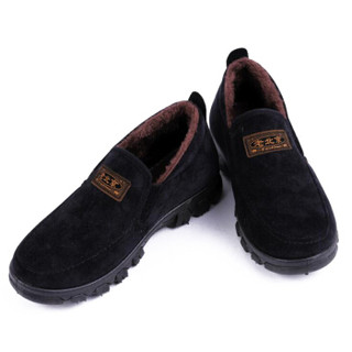维致 老北京布鞋加绒加厚 中老年爸爸鞋保暖防滑透气休闲棉鞋 WZ6004 黑色 41