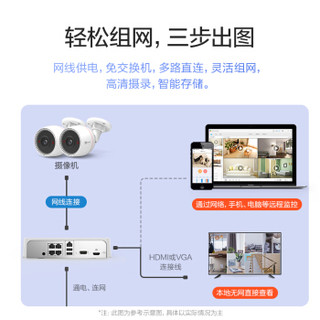 海康威视萤石200万POE监控设备套装X5SC+C3T 4路2T硬盘 2台1080P家用商用高清摄像头系统监控器