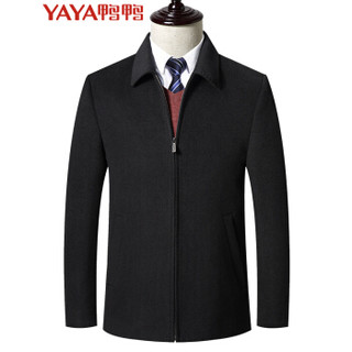鸭鸭（YAYA）毛呢大衣男2019新款羊毛夹克短款商务休闲外套GSMN3020 黑色 M