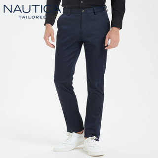 诺帝卡 NAUTICA 2019秋冬新款刺绣直筒西裤男士商务休闲长裤子纯色经典 NXK96271 藏青 33(175/84A)