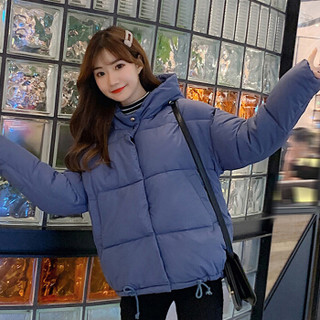 米兰茵（MILANYIN）女装 2019韩国棉服女秋季短款学生宽松面包服外套NYml436 雾霾蓝 XL