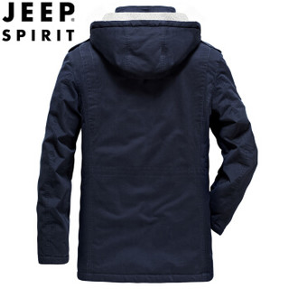 吉普 JEEP 棉服男加厚加绒2019冬季新款户外休闲外套棉衣宽松大码可脱卸帽 WGQ2255 军绿 XL