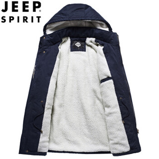 吉普 JEEP 棉服男加厚加绒2019冬季新款户外休闲外套棉衣宽松大码可脱卸帽 WGQ2255 军绿 XL