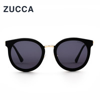 日本祖卡（zucca）太阳镜男女时尚小圆框墨镜 渐变尼龙镜片眼镜礼盒装 6186 亮黑蓝灰 均码