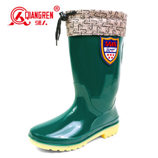 强人雨靴女 JDMYX801-2 际华3515保暖防水雨鞋便捷可拆卸套脚加绒女式雨胶鞋 绿色 40码