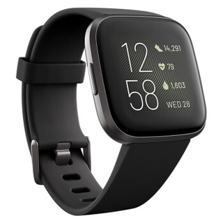 Fitbit Versa 2 智能运动手表 健身时尚游泳防水 蓝牙 自动锻炼识别 睡眠评分 来电短信微信提醒 黑色