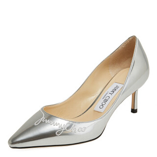 JIMMY CHOO 周仰杰 女士ROMY 60系列银色牛皮高跟鞋 ROMY 60 JCM 194 SILVER/WHITE 38