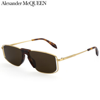 开云眼镜 亚历山大.麦昆（ALEXANDER MCQUEEN） 男款墨镜 棕色镜片金色镜框 太阳镜 AM0198S 001 57mm