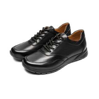 le saunda 莱尔斯丹 系带圆头平底男士休闲鞋板鞋 LS AMM88202 黑色 39 